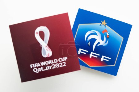 Photo for LONDON, UK - December 2022: France national football team logo with Qatar world cup logo. - Royalty Free Image