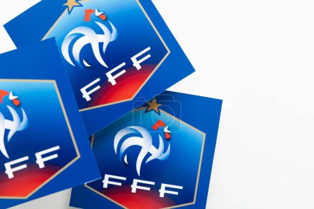 Photo for LONDON, UK - December 2022: France national football team logo French football federation emblem badge. - Royalty Free Image