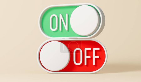 Photo for Red and green on and off toggle switches. 3D Rendering. - Royalty Free Image