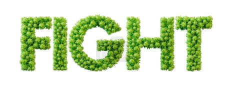 Foto de Palabra de lucha hecha de fuente de molécula de célula de bacteria verde. Salud y bienestar. Renderizado 3D. - Imagen libre de derechos