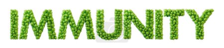 Photo for Immunity word made from green bacteria cell molecule font. Health and wellbeing. 3D Rendering. - Royalty Free Image