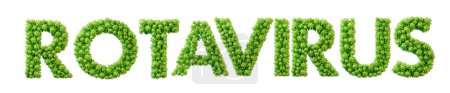 Foto de Palabra de rotavirus hecha de fuente de molécula de célula de bacteria verde. Salud y bienestar. Renderizado 3D. - Imagen libre de derechos