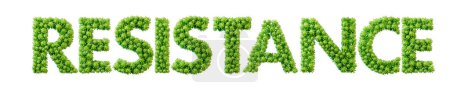 Foto de Palabra de resistencia hecha de fuente de molécula de célula de bacteria verde. Salud y bienestar. Renderizado 3D. - Imagen libre de derechos