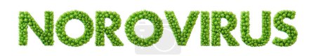 Téléchargez les photos : Norovirus mot fabriqué à partir de la police de molécules de bactéries vertes. Santé et bien-être. Rendu 3D. - en image libre de droit