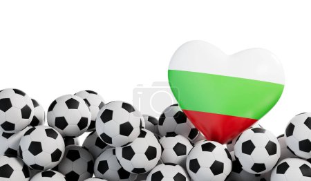 Téléchargez les photos : Bulgarie drapeau coeur avec un fond de ballon de football. Une bannière de football. Rendu 3D. - en image libre de droit