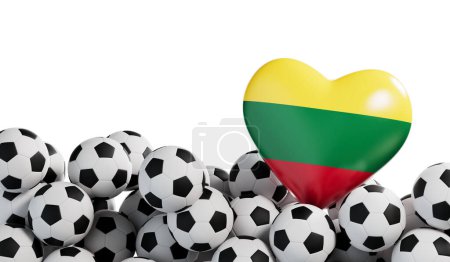 Téléchargez les photos : Lituanie drapeau coeur avec un fond de ballon de football. Une bannière de football. Rendu 3D. - en image libre de droit