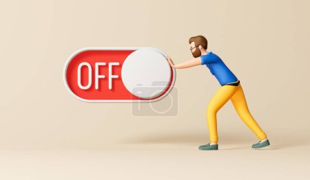 Photo for A businessman turning off an on off toggle switch. 3D Rendering. - Royalty Free Image
