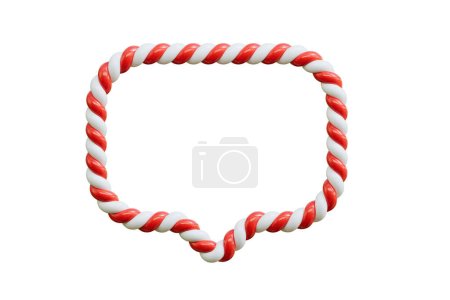 Foto de Navidad caramelo bastón rojo y blanco marco de rayas. Renderizado 3D. - Imagen libre de derechos