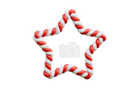 Téléchargez les photos : Canne à bonbons de Noël cadre rayé rouge et blanc. Rendu 3D. - en image libre de droit