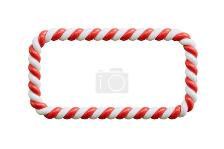 Téléchargez les photos : Canne à bonbons de Noël cadre rayé rouge et blanc. Rendu 3D. - en image libre de droit