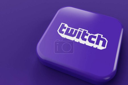 Foto de LONDRES, Reino Unido - Julio 2023: Twitch gaming live streaming company logo, 3D Rendering. - Imagen libre de derechos