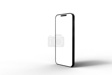 Photo for Studio shot of a modern smartphone with a blank white screen. Isolated against a white background. 3D Rendering. - Royalty Free Image