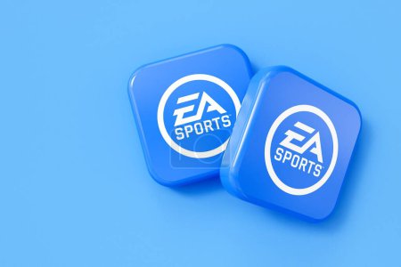 Foto de LONDRES, Reino Unido - Julio de 2023: EA Sports company logo, Electronic arts es una empresa de videojuegos. Renderizado 3D. - Imagen libre de derechos