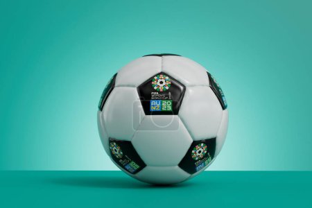 Téléchargez les photos : LONDON, UK - July 2023: Fifa Womens world cup logo on a football . 3D Rendering. - en image libre de droit
