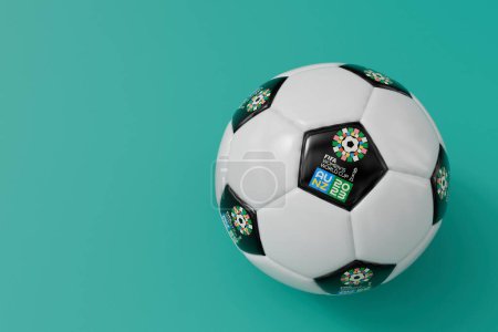 Foto de LONDON, UK - July 2023: Fifa Womens world cup logo on a football . 3D Rendering. - Imagen libre de derechos