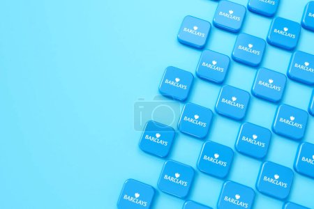 Photo for LONDON, UK - July 2023: Barclays bank blue and white company logo. 3D Rendering. - Royalty Free Image