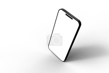 Foto de Captura de estudio de un smartphone moderno con una pantalla blanca en blanco. Aislado sobre un fondo blanco. Renderizado 3D. - Imagen libre de derechos