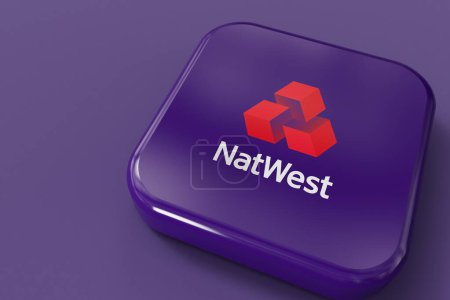 Foto de LONDRES, Reino Unido - julio de 2023: logotipo de la empresa Natwest Bank. Renderizado 3D. - Imagen libre de derechos
