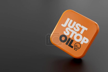 Photo for LONDON, UK - July 2023: Just stop oil environmental protest activist logo. 3D Rendering. - Royalty Free Image