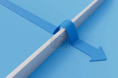 Photo for Path of an arrow over a wall obstacle. Overcoming a business barrier or problem. 3D Rendering. - Royalty Free Image