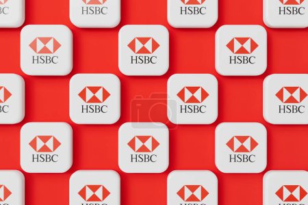Téléchargez les photos : LONDRES, Royaume-Uni - Juillet 2023 : Logo de la société bancaire HSBC. Rendu 3D. - en image libre de droit