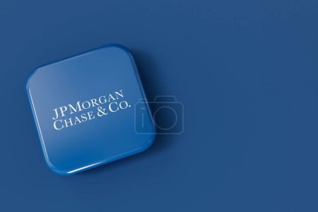 Foto de LONDRES, Reino Unido - Julio 2023: logotipo de la compañía bancaria JP Morgan Chase. Renderizado 3D. - Imagen libre de derechos