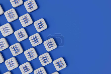 Foto de LONDRES, Reino Unido - julio de 2023: logotipo de la selección de fútbol de Inglaterra. Renderizado 3D. - Imagen libre de derechos