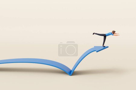 Photo for A businessman taking the plunge jumping or diving off of an opportunity arrow. 3D Rendering. - Royalty Free Image
