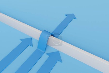 Photo for Business leadership and strategy. An arrow overcomes a barrier leaving others behind. 3D Rendering. - Royalty Free Image