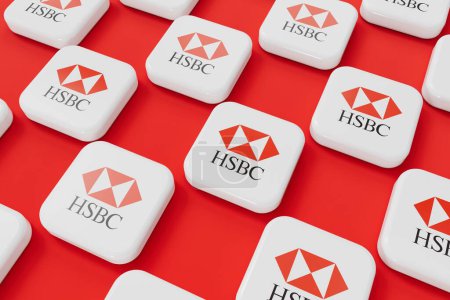 Photo for LONDON, UK - July 2023: HSBC bank company logo. 3D Rendering. - Royalty Free Image