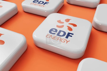 Photo for LONDON, UK - July 2023: EDF gas and electricity energy supplier company logo. 3D Rendering. - Royalty Free Image