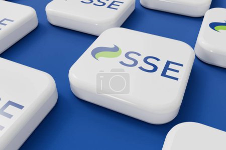 Photo for LONDON, UK - July 2023: SSE gas and electricity energy supplier company logo. 3D Rendering. - Royalty Free Image