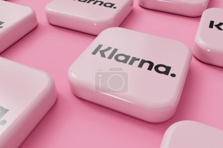 Photo for LONDON, UK - September 2023: Klarna online financial service provider company logo. 3D Rendering. - Royalty Free Image