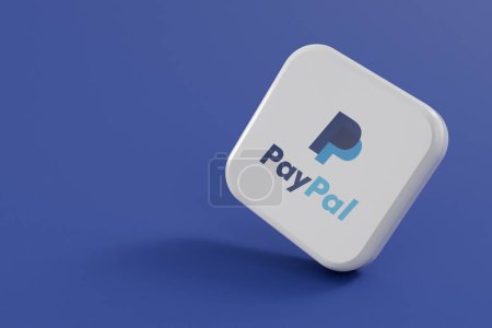 Téléchargez les photos : LONDRES, Royaume-Uni - Octobre 2023 : Paypal online payment service provider company logo. Rendu 3D. - en image libre de droit