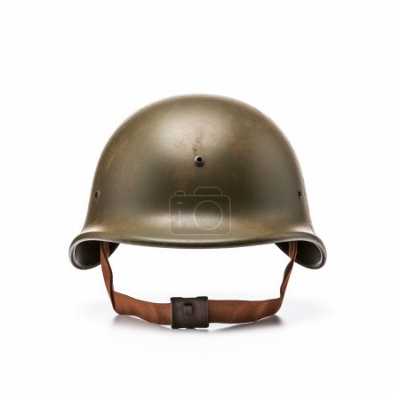Photo for A vintage historic green military army helmet isolated on a white background. - Royalty Free Image