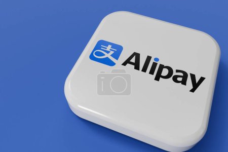 Photo for LONDON, UK - September 2023: Alipay mobile and online payment service provider company logo. 3D Rendering. - Royalty Free Image