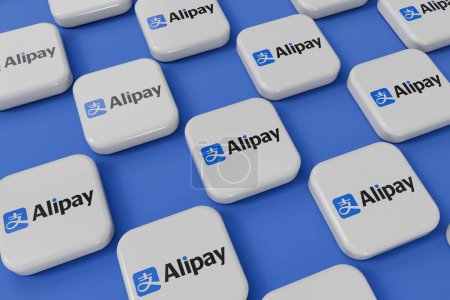 Photo for LONDON, UK - September 2023: Alipay mobile and online payment service provider company logo. 3D Rendering. - Royalty Free Image