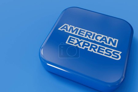 Photo for LONDON, UK - October 2023: American Express bank and financial services company logo. 3D Rendering. - Royalty Free Image
