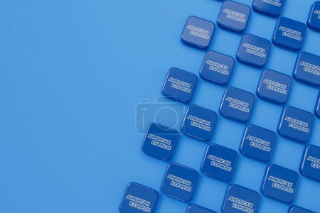 Photo for LONDON, UK - October 2023: American Express bank and financial services company logo. 3D Rendering. - Royalty Free Image