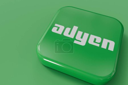 Photo for LONDON, UK - April 2024: Adyen business payment service provider company logo. 3D Rendering. - Royalty Free Image