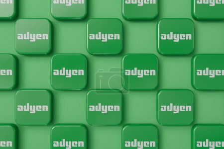 Photo for LONDON, UK - April 2024: Adyen business payment service provider company logo. 3D Rendering. - Royalty Free Image