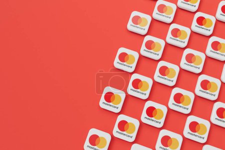 Photo for LONDON, UK - April 2024: Mastercard payment and financial services company logo. 3D Rendering. - Royalty Free Image