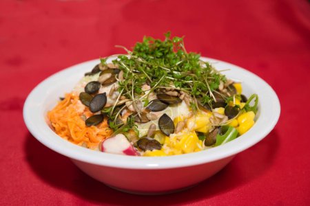Photo for Colorful mixture of healthy salad - mixed salad as a side dish - Royalty Free Image