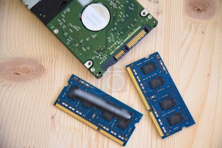 Photo for From laptop mainboard and memory - RAM and hard drive - Royalty Free Image