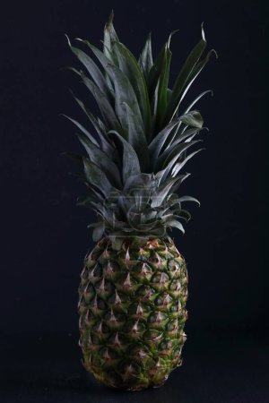 Photo for Pineapple fruit  on a black background, dark shoot - Royalty Free Image