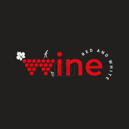 Téléchargez les photos : Wine logo with wine grape red and white on black background 10 eps - en image libre de droit