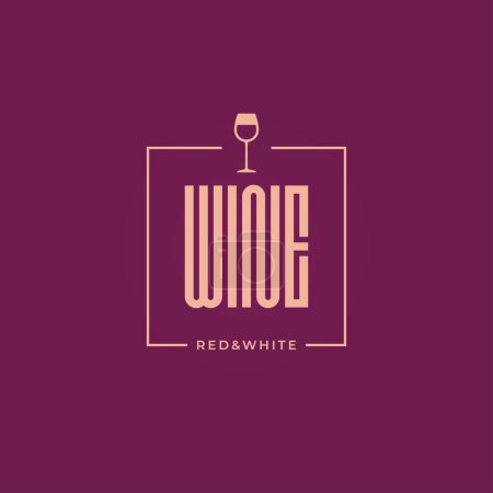 Téléchargez les photos : Monogramme logo vin avec verre à vin sur fond de vin 10 eps - en image libre de droit