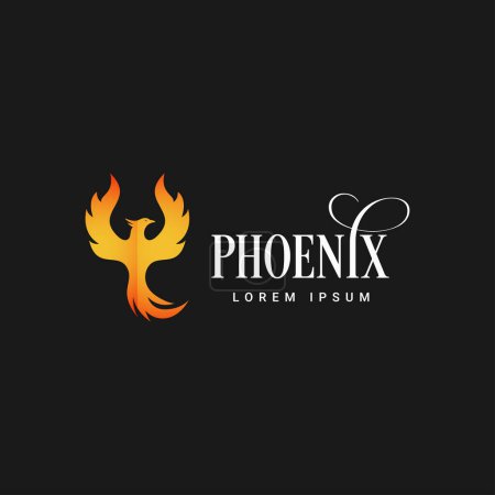 Illustration for Phoenix logo on black background 10 eps - Royalty Free Image