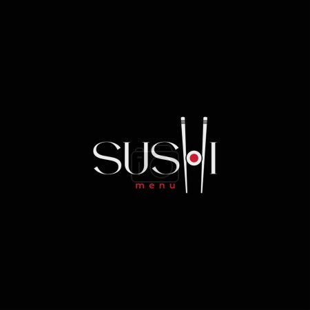 Téléchargez les photos : Logo Sushi avec menu Sushi Roll sur fond noir 10 eps - en image libre de droit