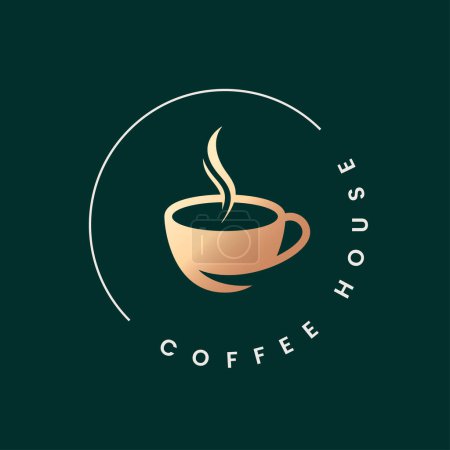 Téléchargez les photos : Logo arrondi tasse de café sur fond foncé 10 eps - en image libre de droit